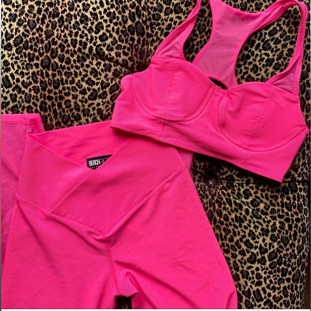 Beach Riot Pink Leggings and Bra Set
